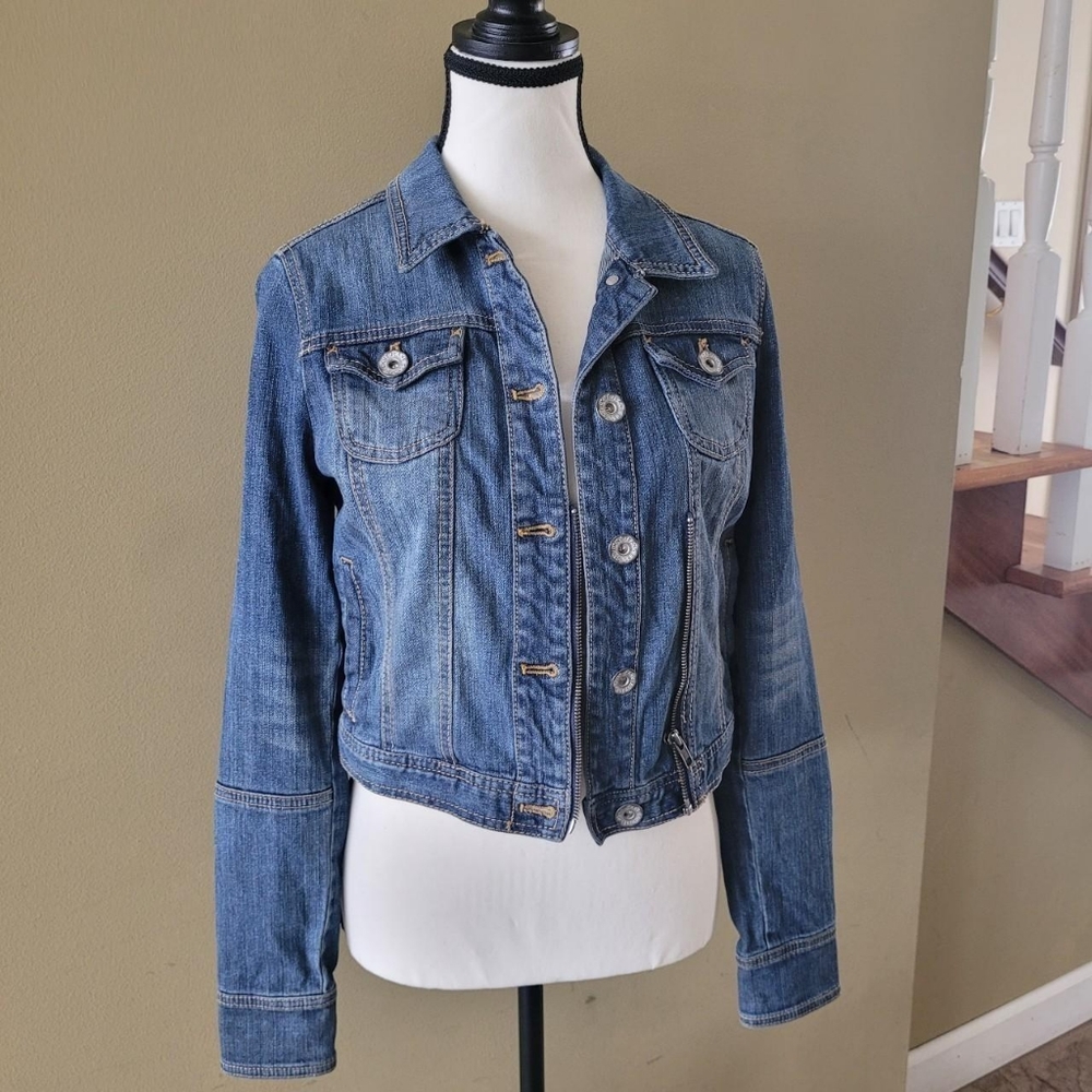 DKNY Jean Jacket Button and zip up Ykk zipper